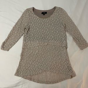 Tan top with gold neckline